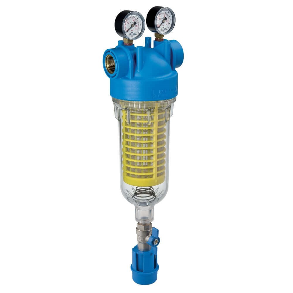 Hydra MONO 10" STD Self cleaning Sediment Filter 90mic S Steel Mesh Screen 1" Brass BSP In/Out