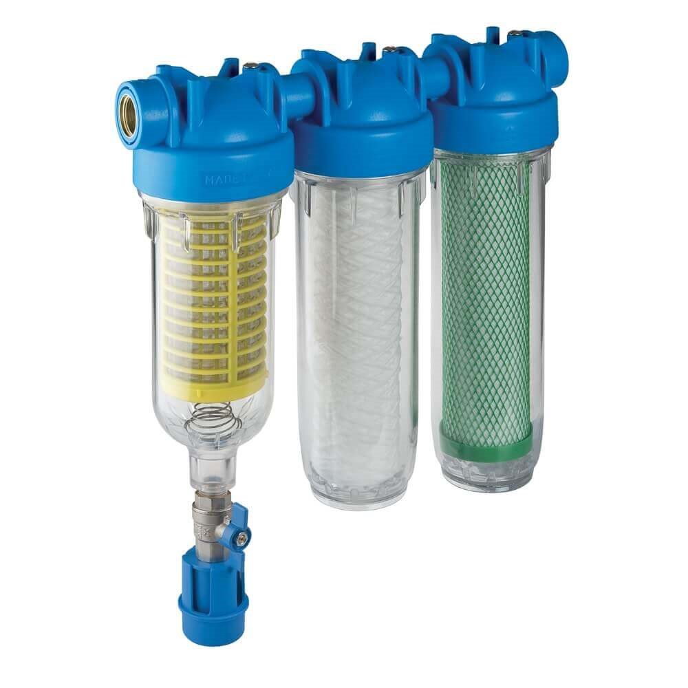 Hydra Rainmaster Trio Kit for Non Potable Rainwater 90m Mesh 25m Polywound 10m Carbon Block Filters