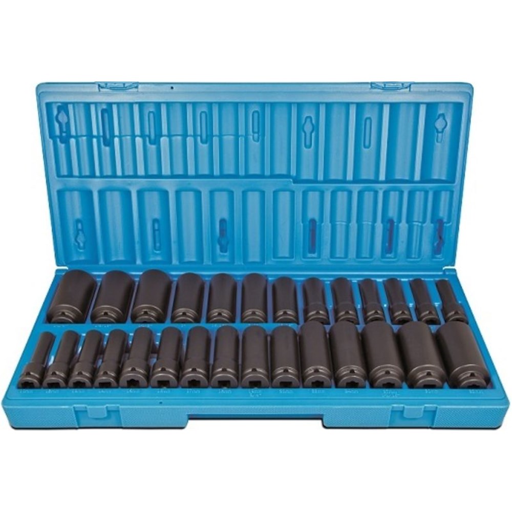 28 Piece 1/2" Drive 6-Point Metric & Imperial Deep Impact Socket Set
