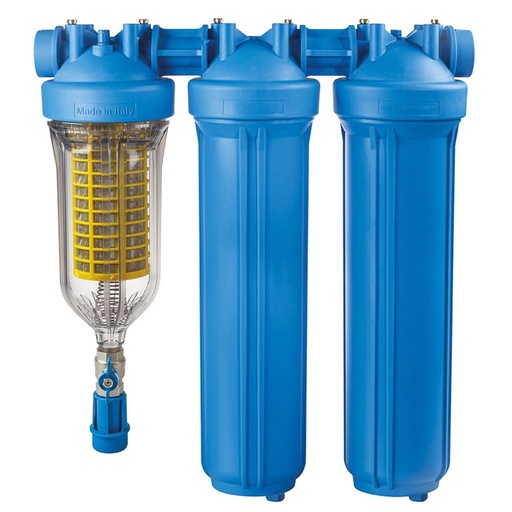 [160-ATF-HYDRABIGTRIO20√¢?¬ù1√¢?¬ù√Ç¬Ω90M] Hydra TRRIO 10" BIG Blue Self Cleaning Coarse Sediment Filter & 2 x 20" Filter Housings