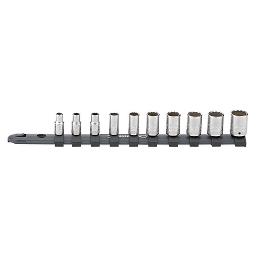 [160-SW12916/10-40 - 96051010] 10-Piece Socket Set on Rail (5-14mm) - 1/4" Square Drive - 12-Point - SW40D/10-12916 - 96051010