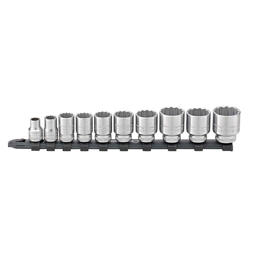 [160-SW12917/10-45 - 96052010] 10-Piece Socket Set on Rail (8-24mm) - 3/8" Square Drive - 12-Point - SW45/10-12917 - 96052010