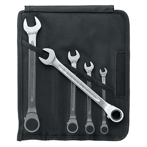 [160-SW17/5 - 96411705] 5-Piece Reversible Combination Ratcheting Spanner Set in Textile Case (8-19mm) SW17/5 - 96411705