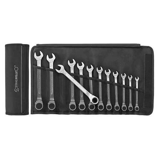 [160-SW17/12 - 96411712] 12-Piece Reversible Combination Ratcheting Spanner Set in Textile Case (8-19mm) SW17/12 - 96411712